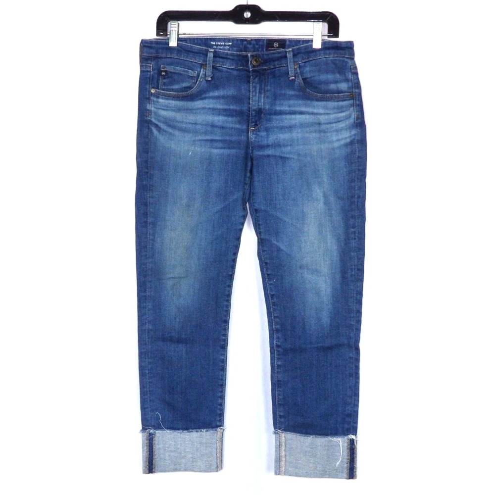 Adriano Goldschmied AG STEVIE Slim Straight Cuffed Denim Jeans Women's 29